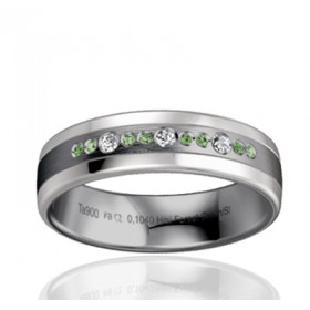 Alliance en tantale et or blanc 18 carats et diamant 0,10 carat