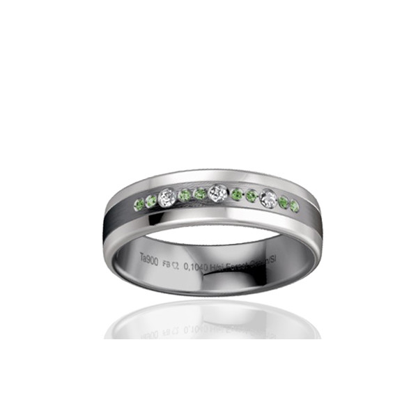 Alliance en tantale et or blanc 18 carats et diamant 0,10 carat