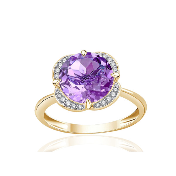 Bague or 9 carats, améthyste et diamant 0,08 carat Kalista