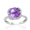 Bague or blanc 9 carats, améthyste et diamant 0,08 carat Kalista