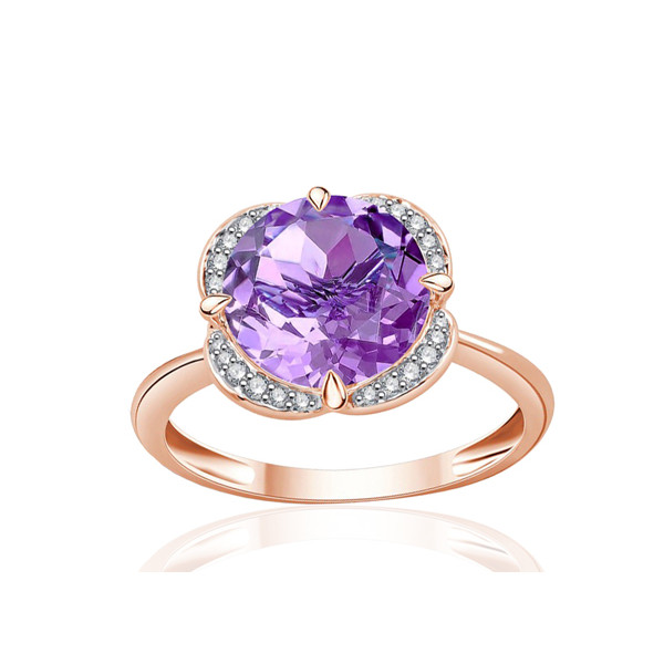 Bague or rose 9 carats, améthyste et diamant 0,08 carat Kalista