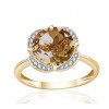 Bague or jaune 9 carats, quartz et diamant 0,08 carat Kalista