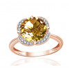 Bague or rose 9 carats, quartz et diamant 0,08 carat Kalista
