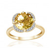 Bague or 9 carats, citrine et diamant 0,08 carat Kalista