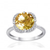 Bague or blanc 9 carats, citrine et diamant 0,08 carat Kalista