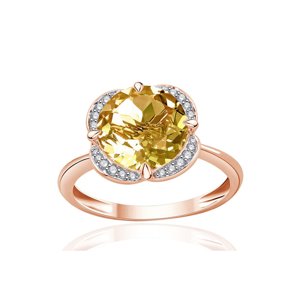Bague or rose 9 carats, citrine et diamant 0,08 carat Kalista