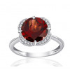 Bague or blanc 9 carats, grenat et diamant 0,08 carat Kalista