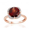 Bague or rose 9 carats, grenat et diamant 0,08 carat Kalista