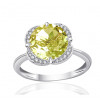 Bague or blanc 9 carats, quartz lemon et diamant 0,08 carat Kalista