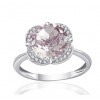 Bague or blanc 9 carats, quartz rose et diamant 0,08 carat Kalista