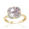 Bague or jaune 9 carats, quartz rose et diamant 0,08 carat Kalista