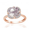 Bague or rose 9 carats, quartz rose et diamant 0,08 carat Kalista