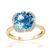Bague or jaune 9 carats, topaze Swiss Blue et diamant