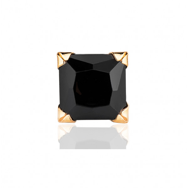 Boucle d'oreille zirconium noir 7 mm et or jaune 18 carats pour homme