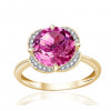 Bague or jaune 9 carats, topaze rose et diamant 0,08 carat Kalista
