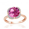 Bague or rose 9 carats, topaze rose et diamant 0,08 carat Kalista