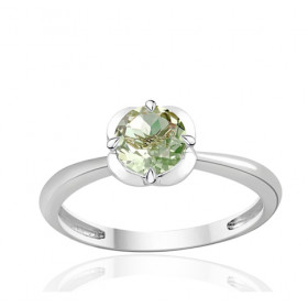 Bague or blanc 9 carats et améthyste verte 0,75 carat Kalista