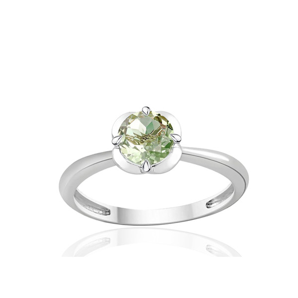Bague or blanc 9 carats et améthyste verte 0,75 carat Kalista