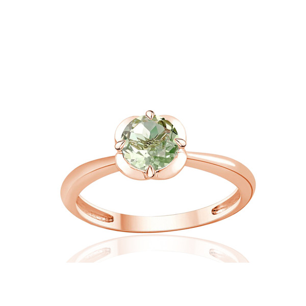 Bague or rose 9 carats et améthyste verte 0,75 carat Kalista