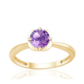 Bague or jaune 9 carats et améthyste violette 0,75 carat Kalista