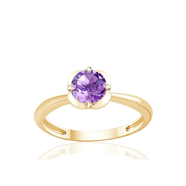 Bague or jaune 9 carats et améthyste violette 0,75 carat Kalista