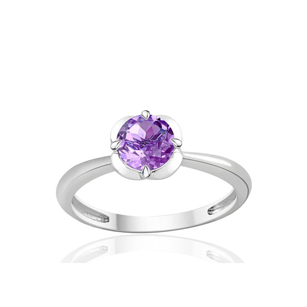 Bague or blanc 9 carats et améthyste violette 0,75 carat Kalista