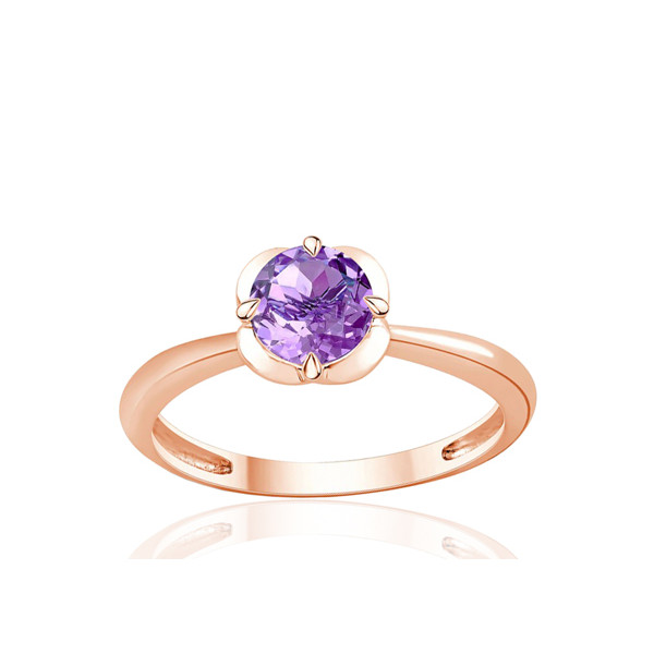 Bague or rose 9 carats et améthyste violette 0,75 carat Kalista