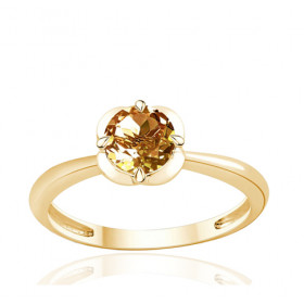 Bague or jaune 9 carats et quartz champagne 0,75 carat