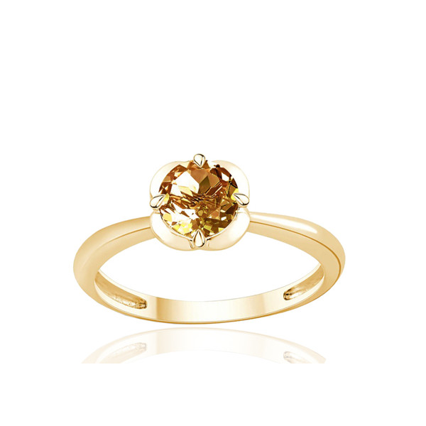 Bague or jaune 9 carats et quartz champagne 0,75 carat