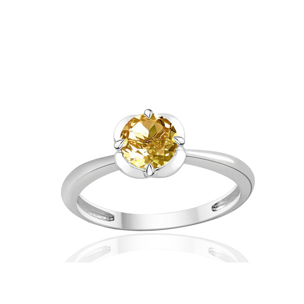 Bague or blanc 9 carats et citrine 0,75 carat Kalista
