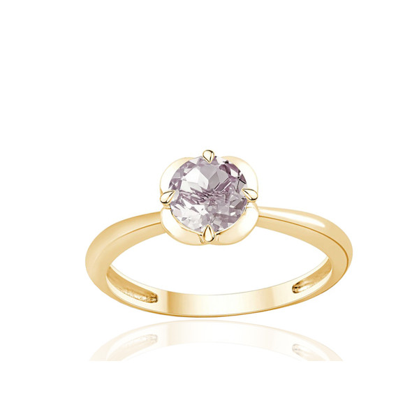 Bague or jaune 9 carats et quartz rose 0,75 carat Kalista