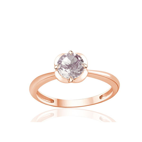 Bague or rose 9 carats et quartz rose 0,75 carat Kalista