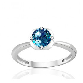 Bague or blanc 9 carats et topaze Blue London 0,75 carat Kalista