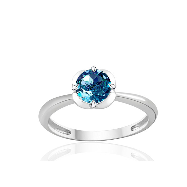 Bague or blanc 9 carats et topaze Blue London 0,75 carat Kalista