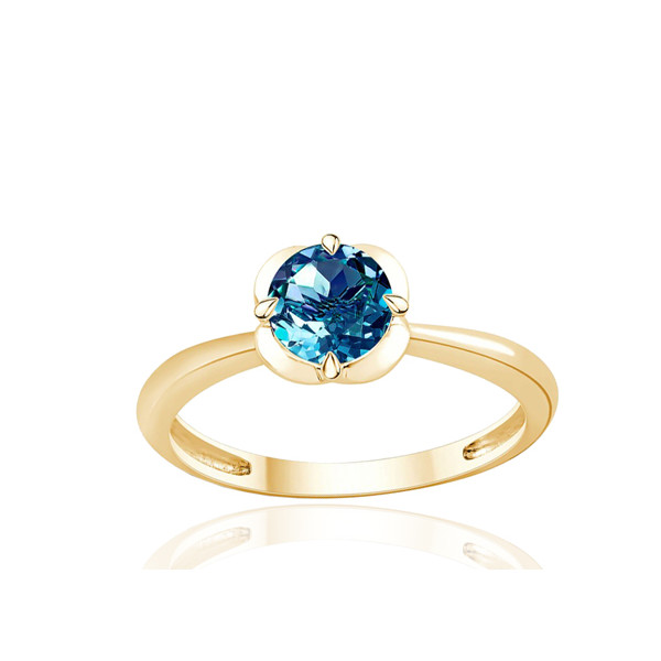 Bague or jaune 9 carats et topaze Blue London 0,75 carat Kalista