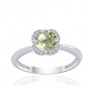 Bague or blanc 9 carats, améthyste verte et diamant 0,04 carat