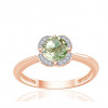 Bague or rose 9 carats, améthyste verte et diamant 0,04 carat