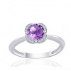 Bague or blanc 9 carats, améthyste et diamant 0,04 carat