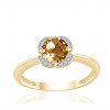 Bague or jaune 9 carats, quartz et diamant 0,04 carat Kalista