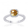 Bague or blanc 9 carats, quartz et diamant 0,04 carat Kalista