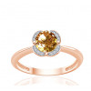 Bague or rose 9 carats, quartz et diamant 0,04 carat Kalista
