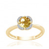 Bague or jaune 9 carats, citrine et diamant 0,04 carat Kalista