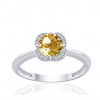 Bague or blanc 9 carats, citrine et diamant 0,04 carat Kalista
