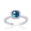 Bague or blanc 9 carats, topaze Blue London et diamant 0,04 carat
