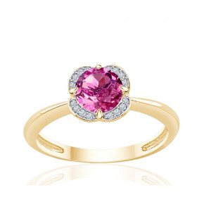 Bague or jaune 9 carats, topaze et diamant 0,04 carat Kalista