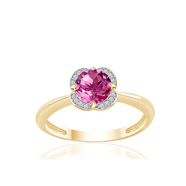 Bague or jaune 9 carats, topaze et diamant 0,04 carat Kalista