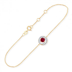 Bracelet or 9 carats, rubis et diamant 0,060 carat Kalista