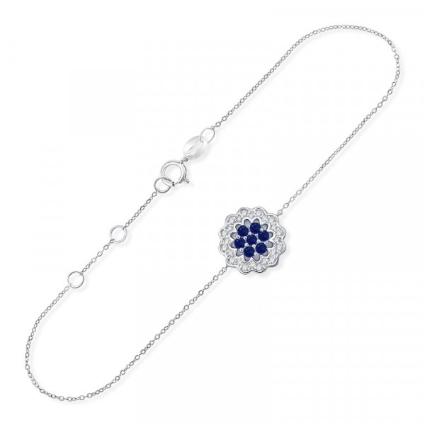 Bracelet or 9 carats, saphirs et diamant 0,080 carat Kalista