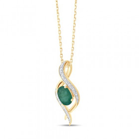Chaine or 9 carats, émeraude et diamant 0,020 carat Kalista