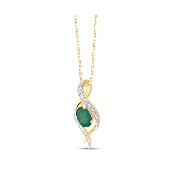 Chaine or 9 carats, émeraude et diamant 0,020 carat Kalista